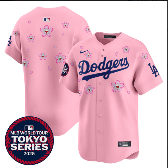 Men Los Angeles Dodgers Tokyo Series 2025 pink blank Limited Stitched Jersey